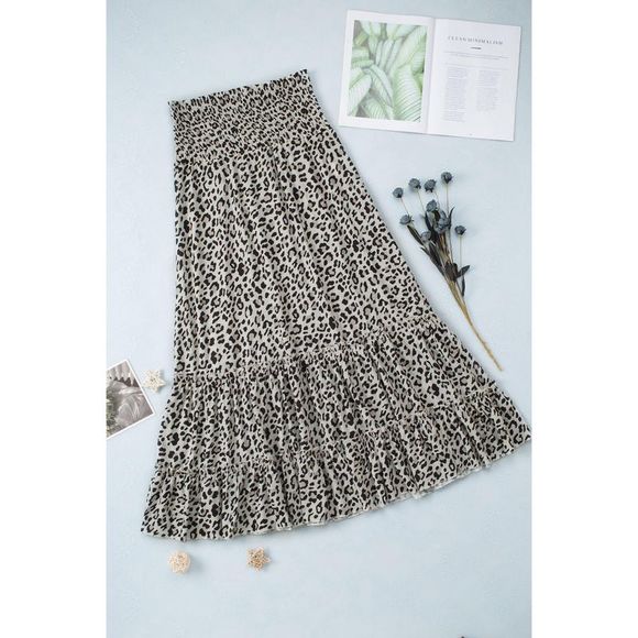 Azura Exchange  Leopard Embellished High Waist Frill Tiered Maxi Skirt - Picture 12 of 14